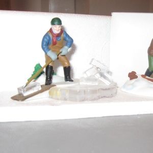 New England Village Blue Star Ice Harvesters - Set of 2